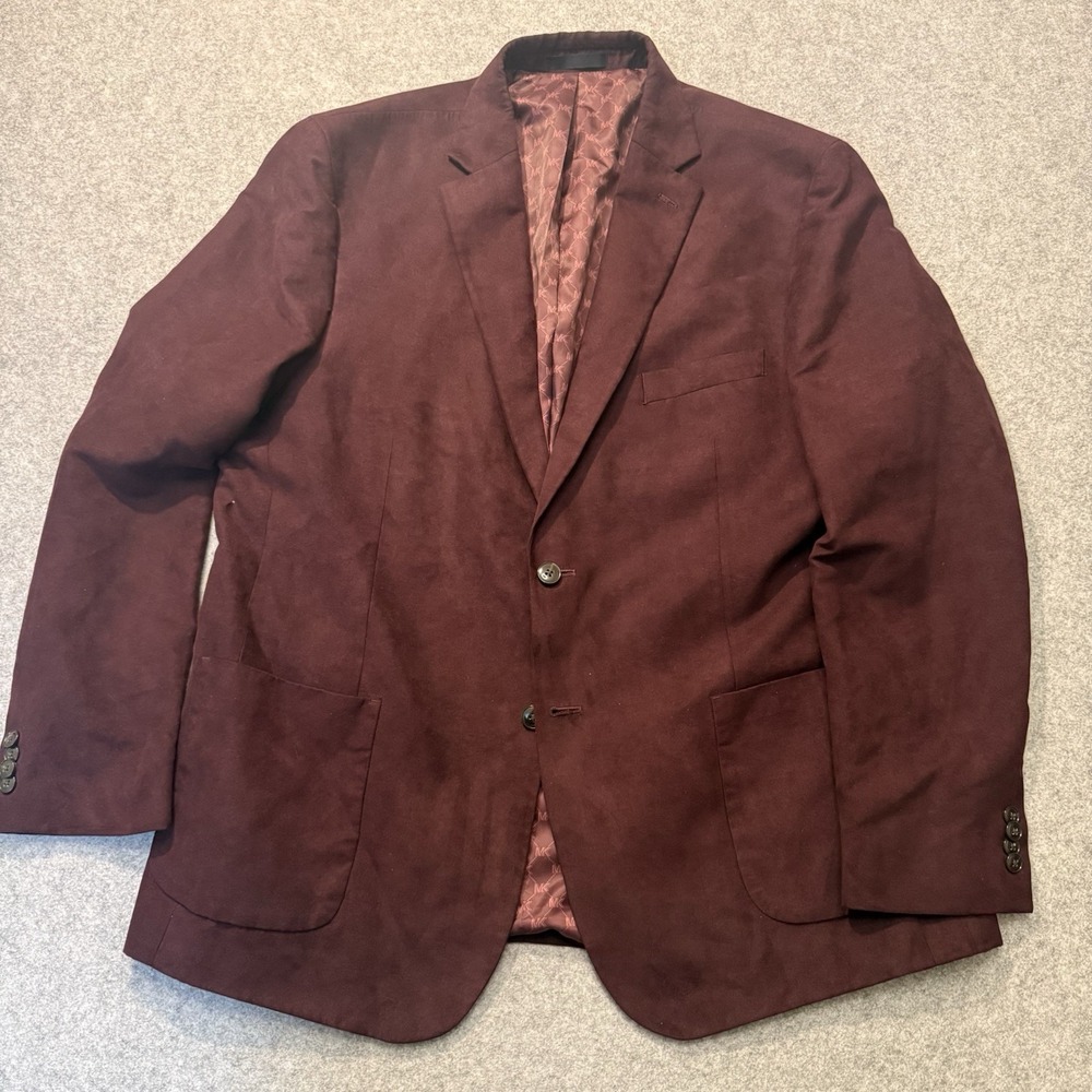 Michael Kors Mens 46R Burgundy Sport Coat Blazer MK Logo Lined Maroon Preppy